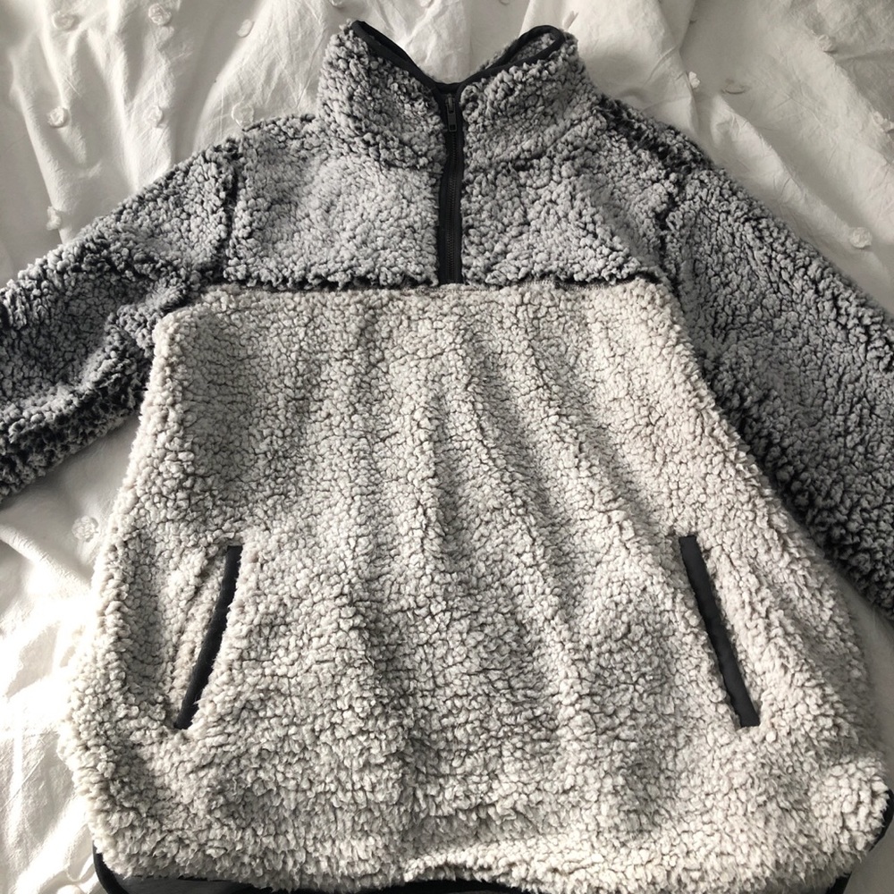 Thread and Supply Grey 1/4 Zip Sherpa